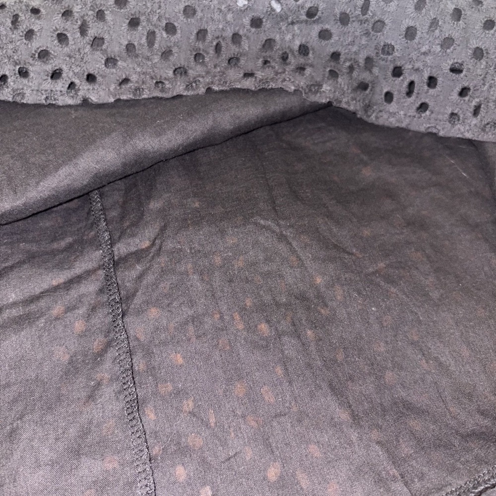 Elan‎ Black Eyelet Mini Dress XL Lined 3/4 Sleeve V-Neck Bloomingdale's Brand - Picture 6 of 8